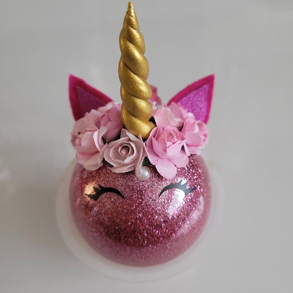 Pink Glitter‎ Unicorn Ornament, Customize with Name